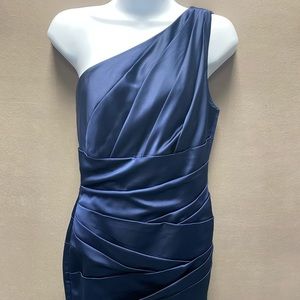 Navy Blue David’s Bridal Stretch Satin Dress Sz 4